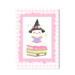 Postkarte Only Happy Things | Ghost Reading Pink