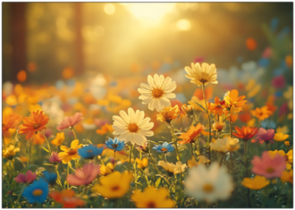Postcard | A meadow of flowers in the sunlight
