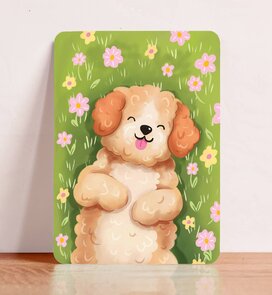 Postcard Dog Cute Flowers - Aniet Illustration