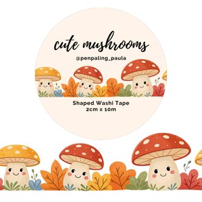 Cute Mushrooms SHAPED Washi Tape by Penpaling Paula