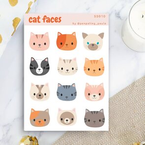 Cat Faces - Sticker Sheet by Penpaling Paula