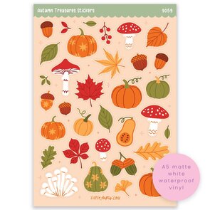 A5 Autumn Treasures Waterproof Stickers - Little Lefty Lou