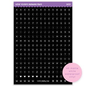 A5 Letter Stickers Halloween Black - Little Lefty Lou
