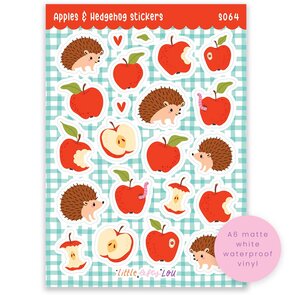 Apples and Hedgehogs A6 Stickers - Little Lefty Lou