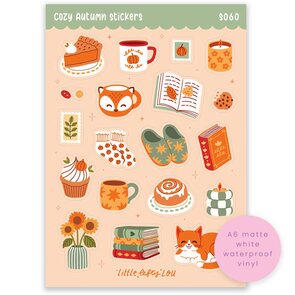 Cosy Autumn A6 Stickers - Little Lefty Lou