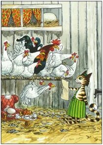 Postkarte | Findus bei den Hühnern