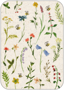 Postkarte Blumen und Bienen