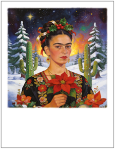 PolaCards Postcard Frida Kahlo in front of a winter landscape