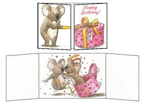 Cache-Cache Fold-out Postcards - Sophie Turrel - Happy Birthday (Koala)