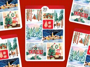 Wild Pencil Studio Planner sticker sheet - Christmas Landscapes
