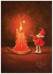 Postkarte 414 by Katja Saario - Christmas Elf with Candle