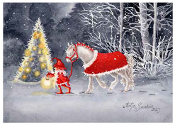 Postkarte 443 by Katja Saario - Elf and Christmas Horse