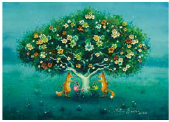 Postkarte 496 by Katja Saario - Watering the Flower Tree