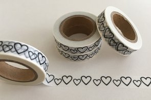 Washi Masking Tape | Small Black & White Hearts