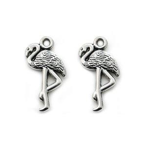 Antique Silver Plated Flamingo Charm Pendant