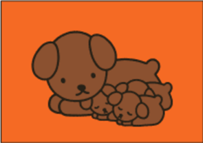 Nijntje Miffy Postkarte | Snuffie met puppies