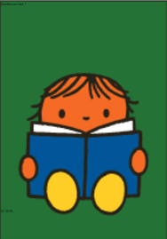 Nijntje Miffy Postkarte | Daan leest een boek