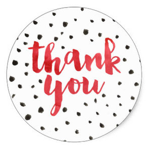 Thank You Circle Sealing Stamp Stickers | Dots Red Watercolor