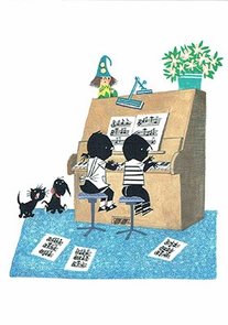 Fiep Westendorp Postcards | Jip en Janneke spelen piano