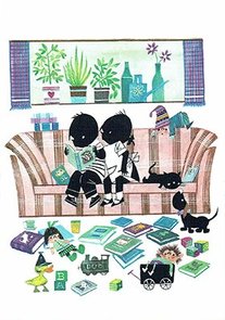 Fiep Westendorp Postcards | Jip en Janneke lezen op de bank