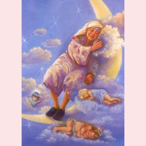 Postcard Fantasy Judy Mastrangelo | Man in the moon sleeping