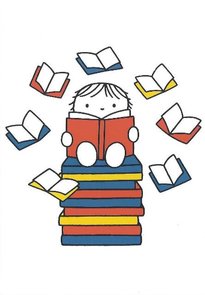 Nijntje Miffy Postkarte | Kindje met boeken