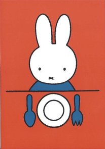 Nijntje Miffy Postkarte | Nijntje aan tafel