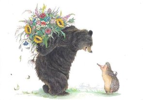 Gallery Cards Postcard | Ingrid & Dieter Schubert - Beer met boeket