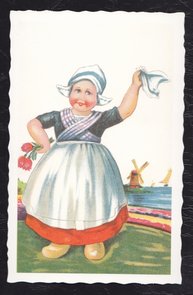Oud Hollandse Postkaart | Tulpenmeisje