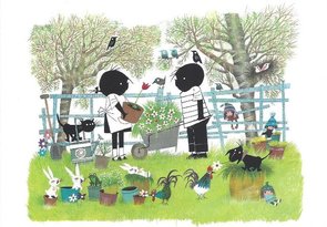 Fiep Westendorp Postcards | Jip en Janneke in de tuin