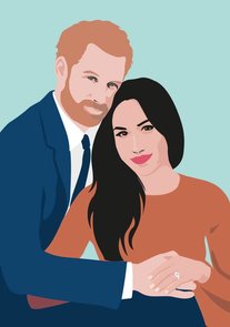 Pop Art Postcard | Prince Harry and Meghan