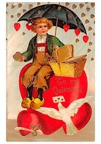 Victorian Valentine Postcard | A.N.B. - Jongeman met hartjes