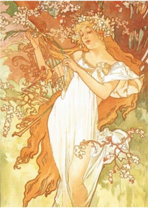 Postcard Tushita Fine Arts | Alphonse Mucha - Spring, 1896