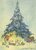 Postcard | Christ child, two angels and forest animals under a fir tree