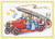 Postcard Audrey Tarrant | Fire Engine With Squirrel Firemen With Presents 