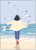 Postcard | Woman on the beach with seagulls