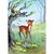 Postcard Margaret Lynes | Fawn looking at birds