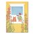 Studio Kvinna A6 Postcard - Cat-in-the-window with hollyhocks