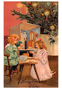Postcard | Kinderen spelen bij de kerstboom
