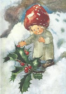 Postcard Mili Weber - Red Berries in Winter