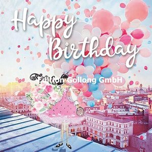 Sabina Comizzi Postcard | Happy Birthday (Frau mit Luftballons)