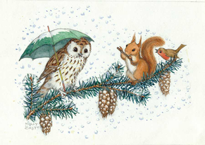 Postcard Molly Brett | Christmas animals