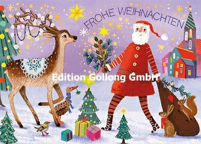 Mila Marquis Postcard | Frohe Weihnachten (Nikolaus und Hirsch)
