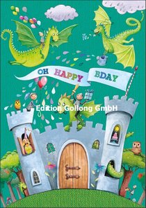 Mila Marquis Dubbele Kaart | Happy Birthday (Draken en kasteel)