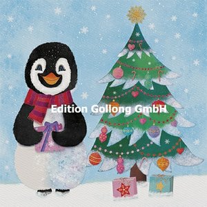 Sandra Brezina Postcard Christmas | Pinguin und Tannenbaum