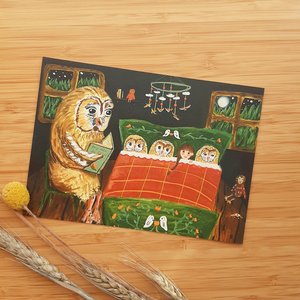 Owl's Story - single postcard with envelope by Esther Bennink