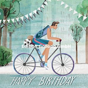 Mila Marquis Postcard | Happy Birthday (Cyclist)