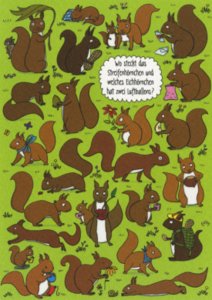 Search Postcard | Wo steckt das Streifenhörnchen und welches Eichhörnchen...