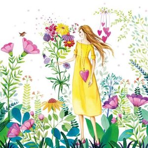 Postcard Kristiana Heinemann | Woman in flower meadow