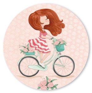 Round Postcard Edition Tausendschoen | Girl on Bicycle